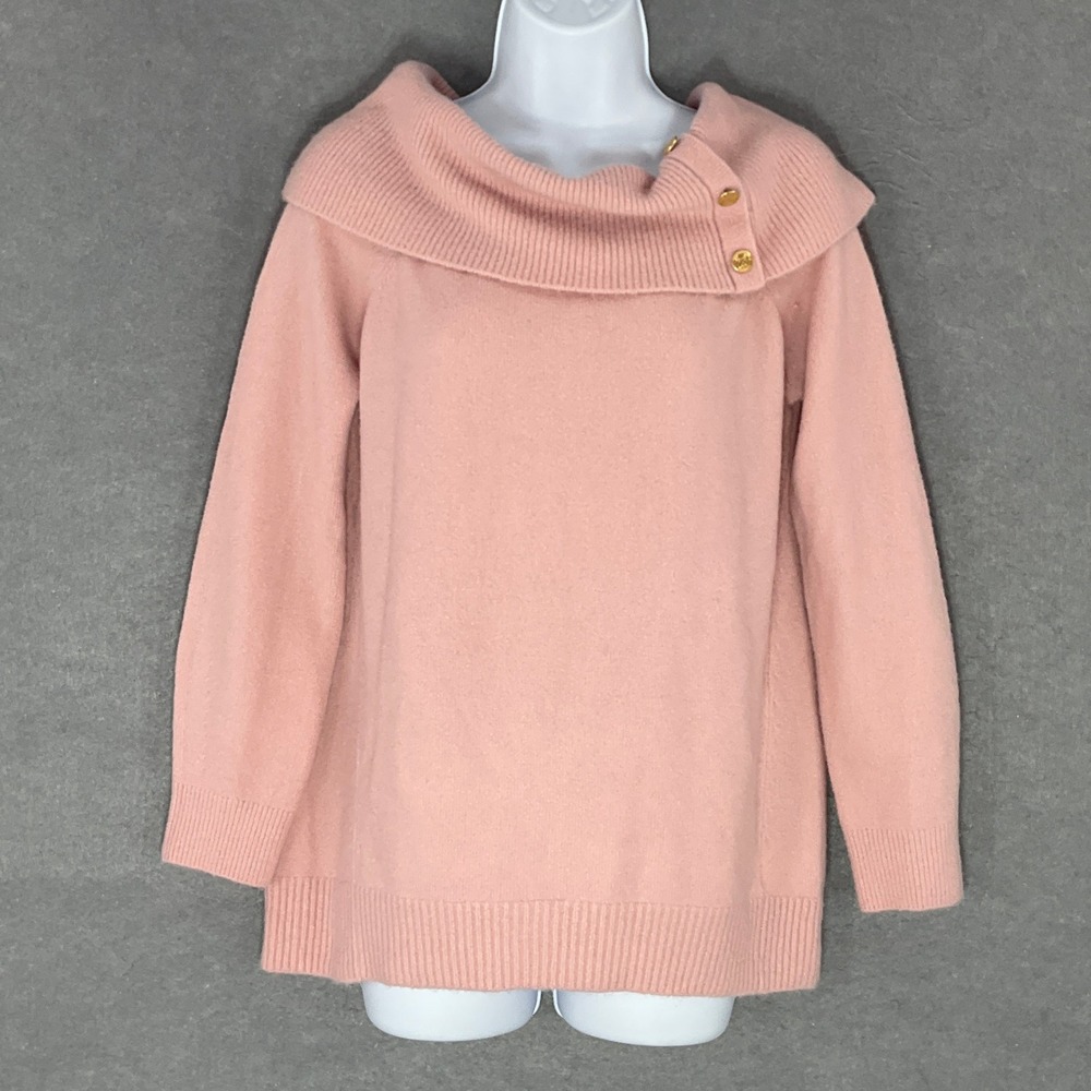 Express Sweater Womens Sz S Pink‎ Wool Blend Cowl Neck Button Soft Feminine